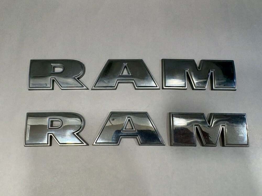 Mopar Ram Grille Letter Emblem Chrome Badge Set Used Good